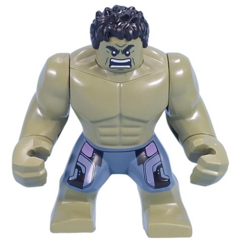 Minifigurka LEGO Hulk (Big Fig), Olive Green, Black Hair, Removable Head, Sand Blue Pants