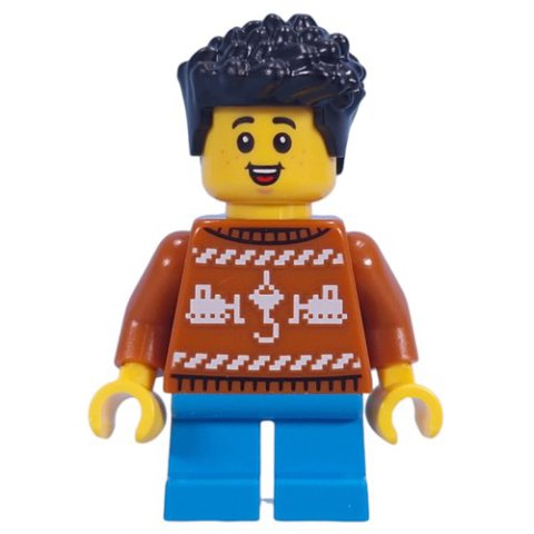 Minifigurka LEGO Kid, Dark Orange Sweater, Dark Azure Legs, Black Hair