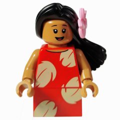 Minifigurka LEGO Lilo, Bright Pink Flower, Brick Skirt