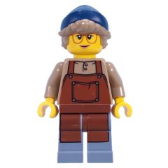 Minifigurka LEGO Barista, Reddish Brown Apron, Dark Blue Beanie