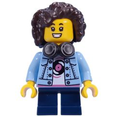 Minifigurka LEGO Kid - Bright Light Blue Torso, Dark Blue Legs, Dark Brown Hair