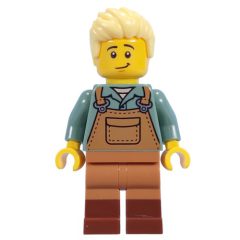 Minifigurka LEGO Gardener, Sand Blue Torso, Medium Nougat Apron, Bright Light Yellow Hair