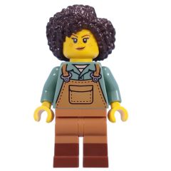 Minifigurka LEGO Gardener, Sand Blue Torso, Medium Nougat Apron, Dark Brown Hair