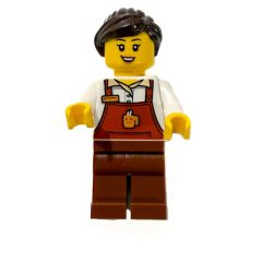 Minifigurka LEGO Barista, Reddish Brown Apron, Dark Brown Hair