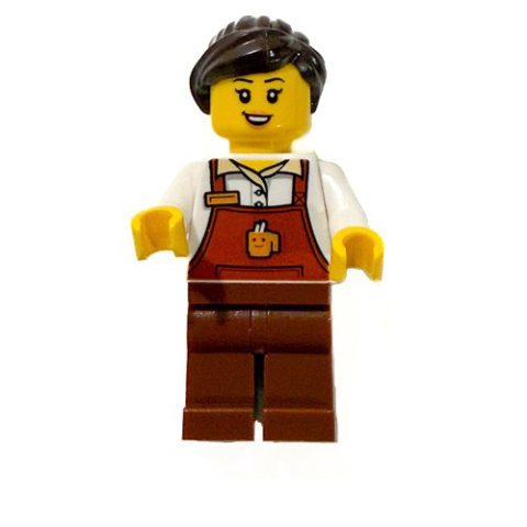 Minifigurka LEGO Barista, Reddish Brown Apron, Dark Brown Hair