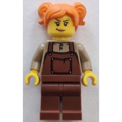 Minifigurka LEGO Train Driver, Reddish Brown Apron, Orange Hair