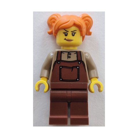 Minifigurka LEGO Train Driver, Reddish Brown Apron, Orange Hair