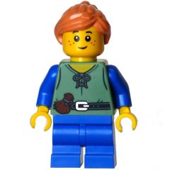 Minifigurka LEGO Elf, Sand Green Torso, Blue Legs, Nougat Hair