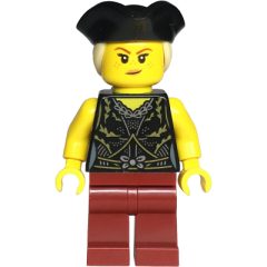 Minifigurka LEGO Pirate, Black Tors, Dark Red Legs, Black Tricorne Hat