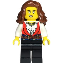 Minifigurka LEGO Pirate, White Torso, Black Legs, Reddish Brown Hair