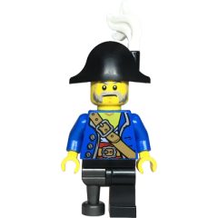 Minifigurka LEGO Pirate Captain, Blue Torso, Black Leg, Peg Leg, Black Hat