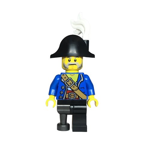 Minifigurka LEGO Pirate Captain, Blue Torso, Black Leg, Peg Leg, Black Hat