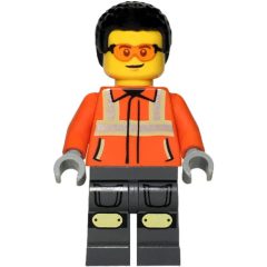 Minifigurka LEGO Construction Worker, Reddish Orange Jacket, Black Hair