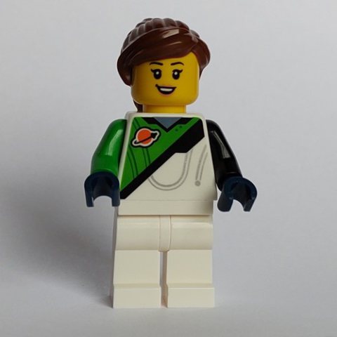 Minifigurka LEGO Astronaut, White and Bright Green Spacesuit (Futuron), Reddish Brown Hair