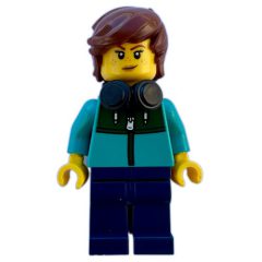 Minifigurka LEGO Tudor House Resident, Dark Turquoise Torso, Dark Blue Legs