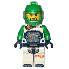 Minifigurka LEGO Astronaut, White Spacesuit, Bright Green Helmet, Beard