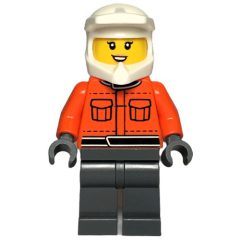 Minifigurka LEGO Pit Crew, Reddish Orange Torso, Dark Bluish Grey Legs, Female, Smile