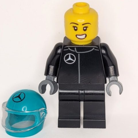 Minifigurka LEGO F1 Driver, Mercedes, Black Suit