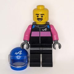 Minifigurka LEGO F1 Driver, Alpine, Black/Dark Pink Suit