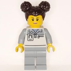Minifigurka LEGO Garage Worker, White/Light Bluish Grey Suit, Dark Brown Hair