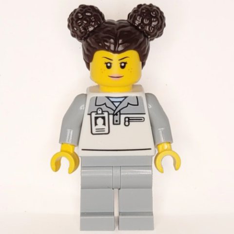 Minifigurka LEGO Garage Worker, White/Light Bluish Grey Suit, Dark Brown Hair