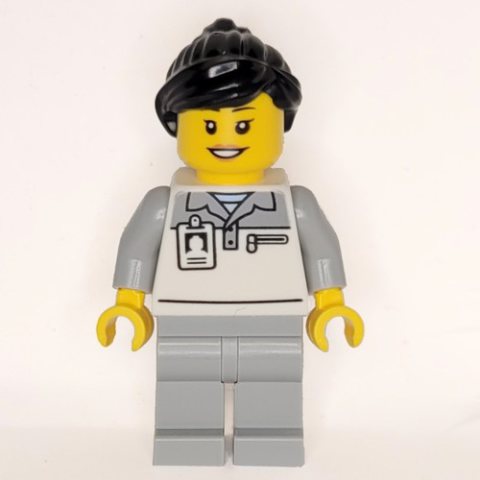 Minifigurka LEGO Garage Worker, White/Light Bluish Grey Suit, Black Hair