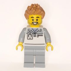 Minifigurka LEGO Garage Worker, White/Light Bluish Grey Suit, Medium Nougat Hair