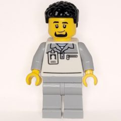 Minifigurka LEGO Garage Worker, White/Light Bluish Grey Suit, Black Hair