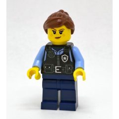 Minifigurka LEGO Police Officer Lucy Lawson - Black Torso, Dark Blue Legs, Reddish Brown Hair