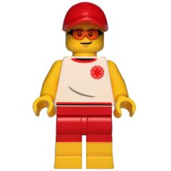 Minifigurka LEGO Life Guard, White Torso, Red Shorts, Red Cap
