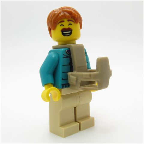 Minifigurka LEGO Camper, Dark Turquoise Torso, Tan Legs, Baby Carrier