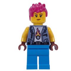 Minifigurka LEGO Mech Max, Sand Blue Jacket, Dark Azure Legs, Magenta Hair