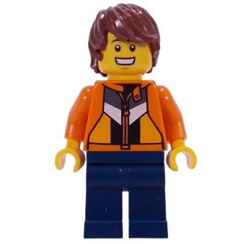 Minifigurka LEGO Just Jason, Vlogger, Orange Jacket, Dark Blue Legs, Reddish Brown Hair