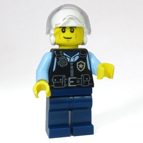 Minifigurka LEGO Police Officer, Pilot - Black Torso, Dark Blue Legs, White Helmet