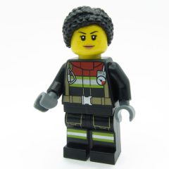 Minifigurka LEGO Firefighter, Black Fire Suit, Black Hair