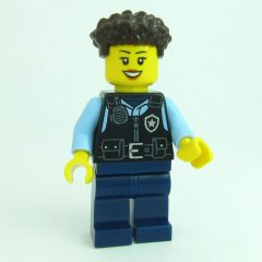 Minifigurka LEGO Police Officer, Black Vest, Dark Brown Hair