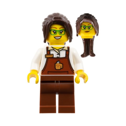 Minifigurka LEGO Barista, Reddish Brown Apron, Dark Brown Hair