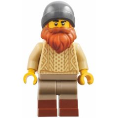 Minifigurka LEGO Tan Sweater, Dark Tan Legs, Dark Bluish Grey Beanie, Dark Orange Moustache