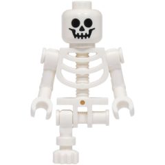 Minifigurka LEGO Skeleton, Standard Face, Bent Arms, Vertical Hand Clips, 78132 Torso, Missing Left Leg