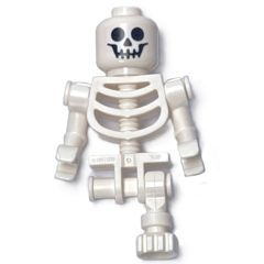 Minifigurka LEGO Skeleton, Standard Face, Bent Arms, Vertical Hand Clips, 78132 Torso, Missing Right Leg