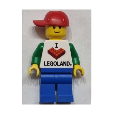 Minifigurka LEGO LEGOLAND Visitor, White Torso, Blue Legs, Red Cap