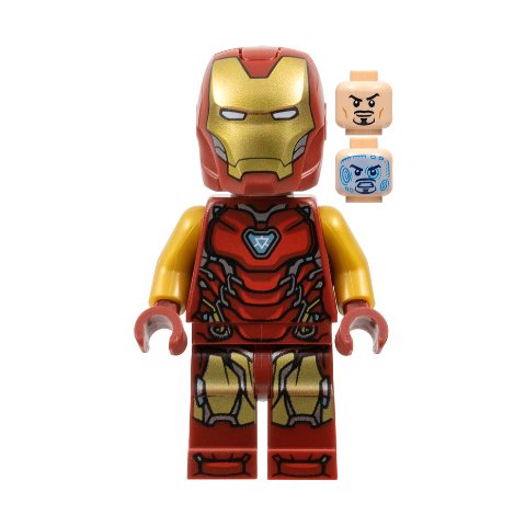 Minifigurka LEGO Iron Man Mark 85 Armor, Pearl Gold Arms, Angular Helmet