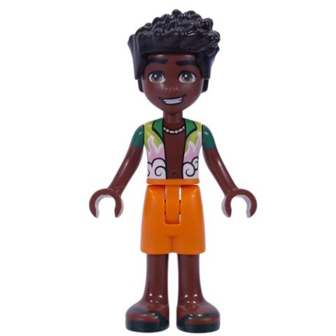 Minifigurka LEGO Zac - White/Green Shirt, Orange Shorts