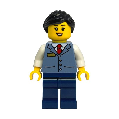 Minifigurka LEGO Train Conductor, Sand Blue Vest, Dark Blue Legs