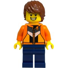 Minifigurka LEGO Just Jason, Orange Jacket, Dark Blue Legs, Reddish Brown Hair