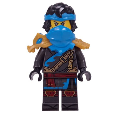 Minifigurka LEGO Nya, Dark Azure Shoulder Armor and Mask, Hair