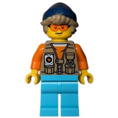 Minifigurka LEGO Train Driver, Dark Tan Vest, Medium Azure Legs, Dark Blue Hat