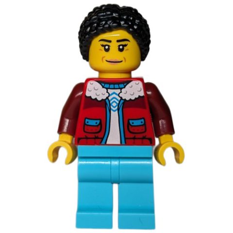 Minifigurka LEGO Arctic Crane Operator, Red Jacket, Medium Azure Legs, Black Hair