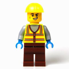 Minifigurka LEGO Mechanic, Vibrant Yellow Safety Vest and Helmet