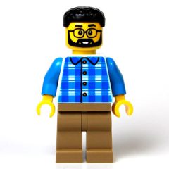 Minifigurka LEGO Man, Light Aqua Torso, Dark Tan Legs, Black Hair